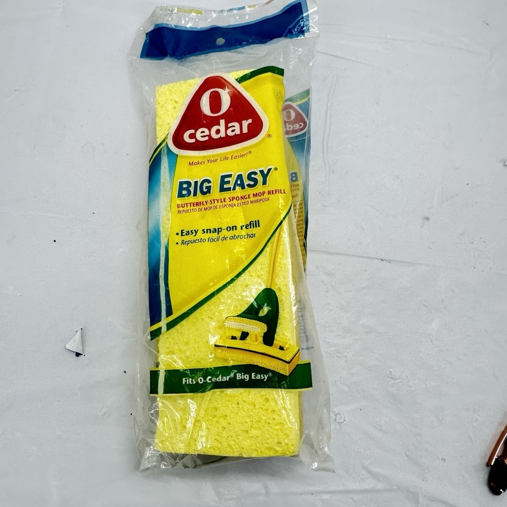 O'Cedar‎ Big Easy Mop Refill Yellow Butterfly Sponge Snap-on Tabs NEW Sealed